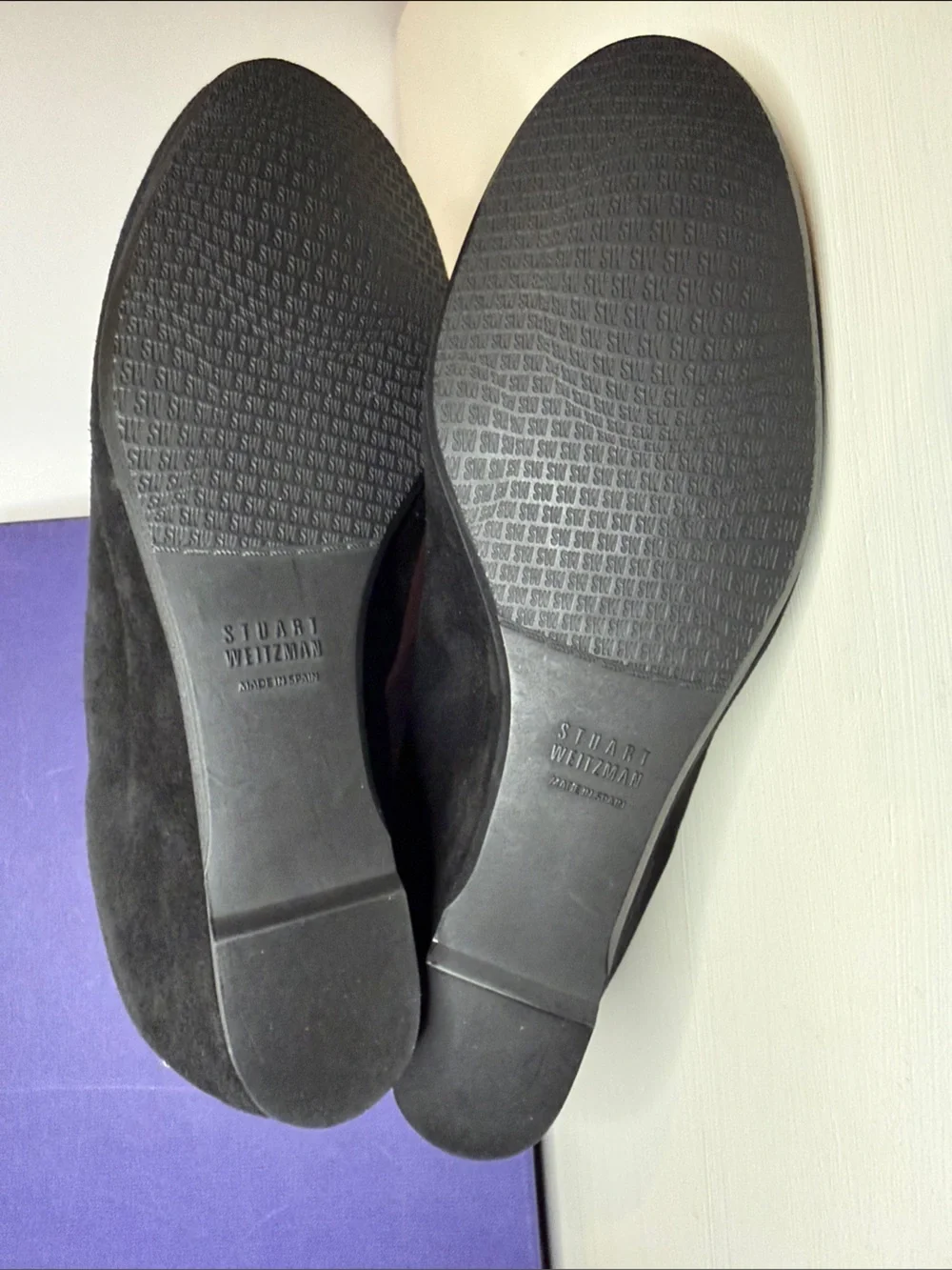 Stuart Weitzman Black Suede Sculpted Wedge Shoes Size 7